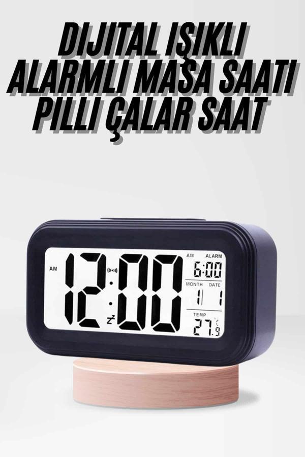 Dijital Işıklı Alarmlı Çalışma Masası Ekran Pilli Çalar Saat - Image 1