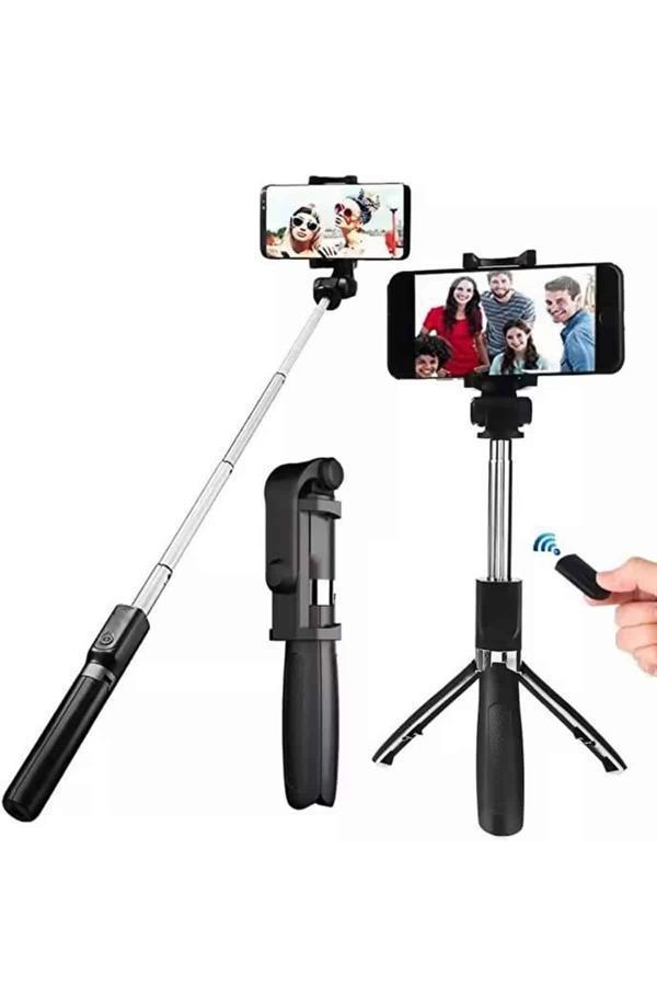 Selfie Çubuğu Tripod Bluetooth Kumandalı Selfie Çubuğu Telefon Tutucu - Image 1