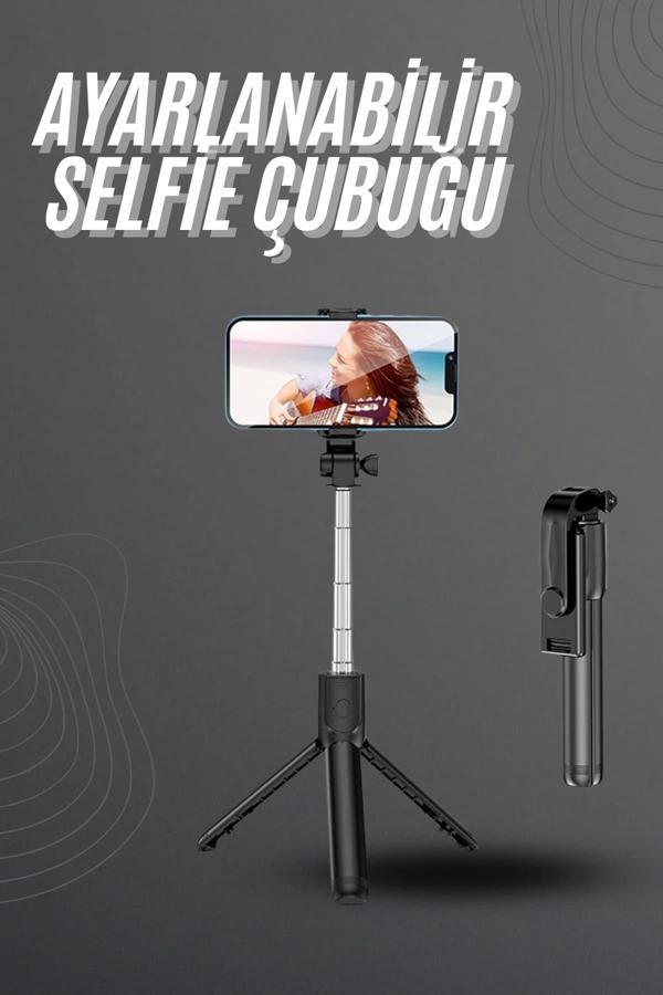 Selfie Çubuğu Tripod Bluetooth Kumandalı Selfie Çubuğu Telefon Tutucu - Image 1