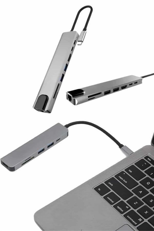 Çevirici Dönüştürücü Adaptör Macbook 3 In 1 Type-C To Hdmı USB 3.0 - Image 1