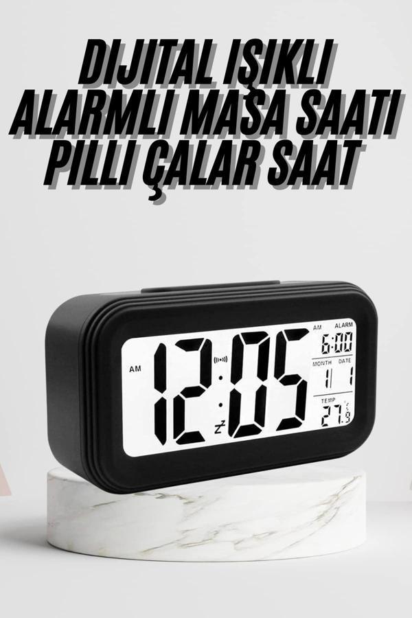 Dijital Masa Saati Termometre Takvim Led Ekran Pilli Ev Ofis Masası - Image 1