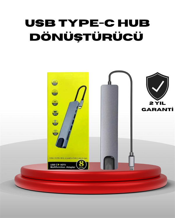4K HDMI Çıkışlı, Gigabit Ethernet'li USB‑C Çoklu Port Hub - Image 1