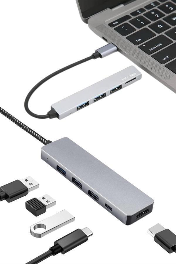 Macbook Pro/air Uyumlu USB Type-C 8 In 1 Hub Dönüştürücü Çevirici Çoklayıcı USB Hdmı Micro Sd 8 Giri - Image 1