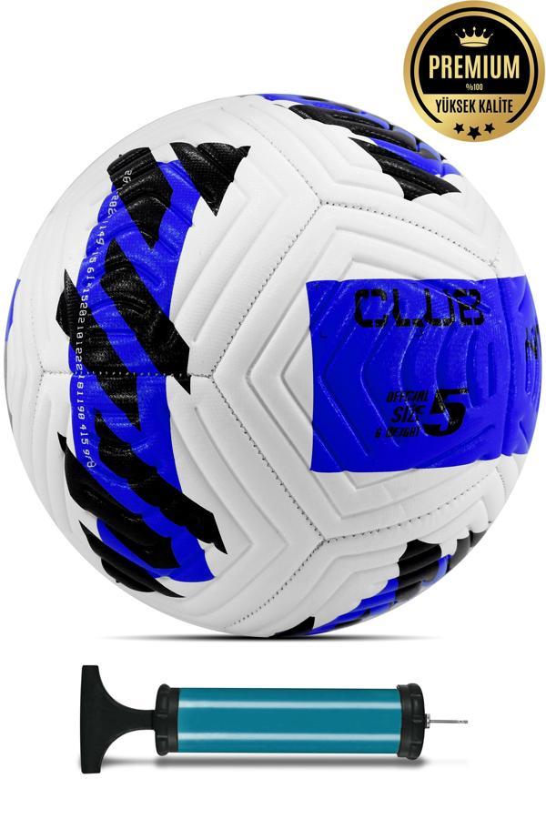 Telvesse Futbol Topu CLUB Pompa Hediyeli Sert Zemin Halı Saha Futbol Topu MAVİ Hibrit No:5 - Image 1