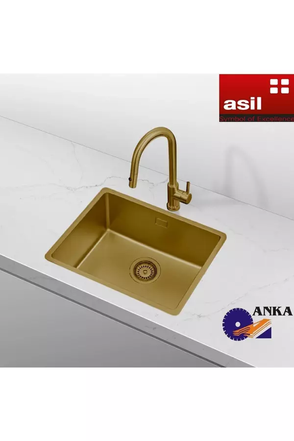 40x50 Gold Paslanmaz Çelik Eviye Sifon Takımı Hediye - Image 1