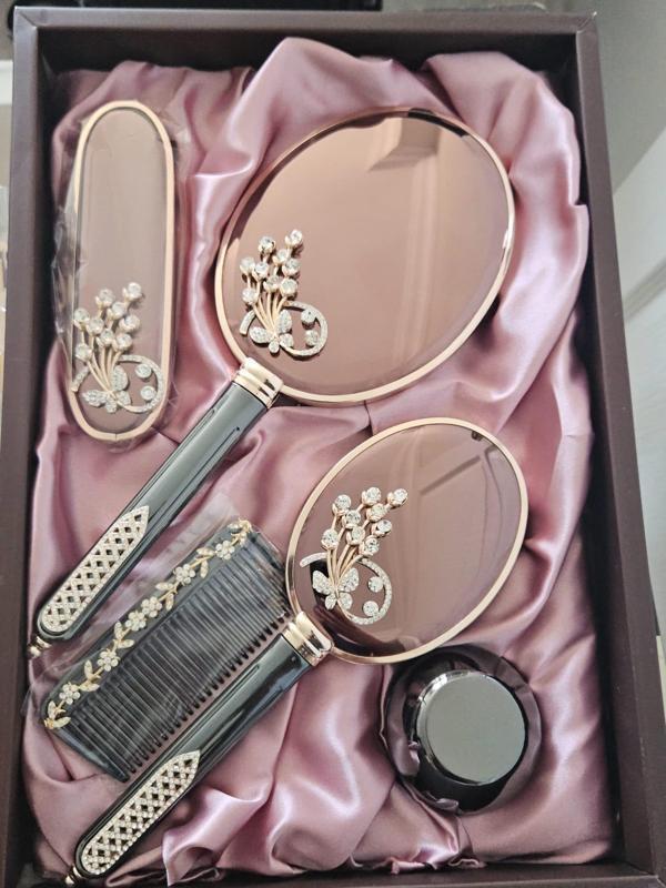 Monaliza 5li Lüks İnci Ayna Tarak Fırça Çeyiz Takımı - Image 1