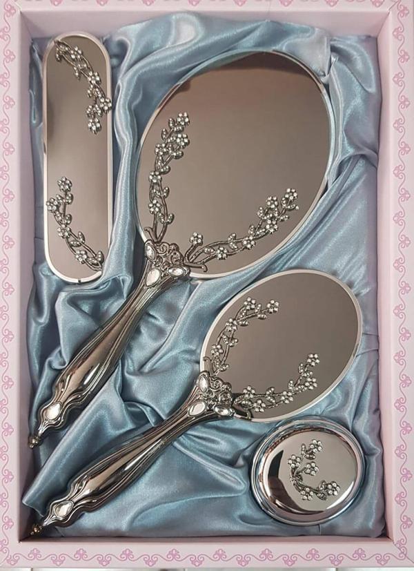 Saraylı Silver Sarmaşık Ayna Fırça Tuvalet Tkm 101 - Image 1