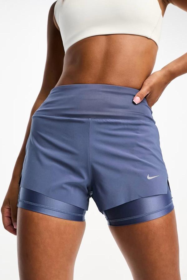 Nike Dri Fit Swift 3in 2N1 Short Kadın Reflektörlü 3 Cepli Taytlı Şort Koyu Mavi - Image 1