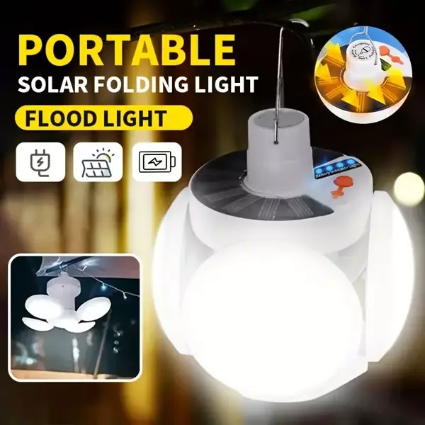 Solar Güneş Enerji Ve Usb Sarjlı 5 Kanatlı Led Lamba (2818) - Image 1