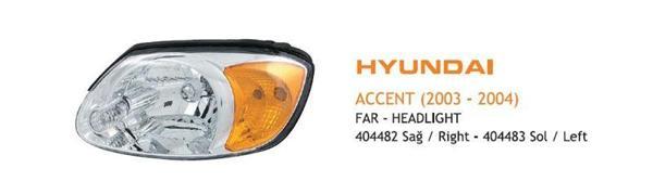 Ayfar Far Sağ Motorsuz Hyundaı Accent (2003-04) Sarı Sinyalli AYF.404482 - Image 1