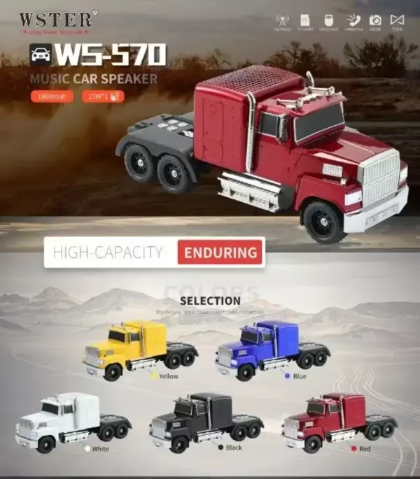 WS-570 Araba Şekli Bluetooth Hoparlör Retro HIFI Stereo Soundbox Masaüstü Bilgisayar Müzik Çalar (2818) - Image 1