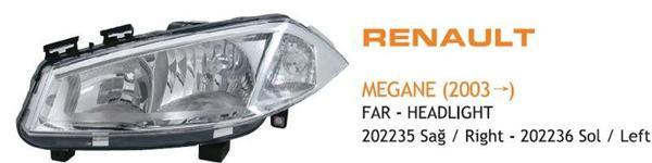 Ayfar Far Sağ Renault Megane Iı  Merceksiz 2002-2005 AYF.202235 - Image 1