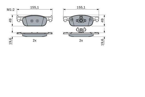 Bosch Ön Balata Renault Clıo Iv 0.9 Tce-1.2-1.5Dcı 12=> Dacıa Duster-Logan Iı- Sandero Iı 1.2-1.5Dcı 12=> 0986424021 - Image 1