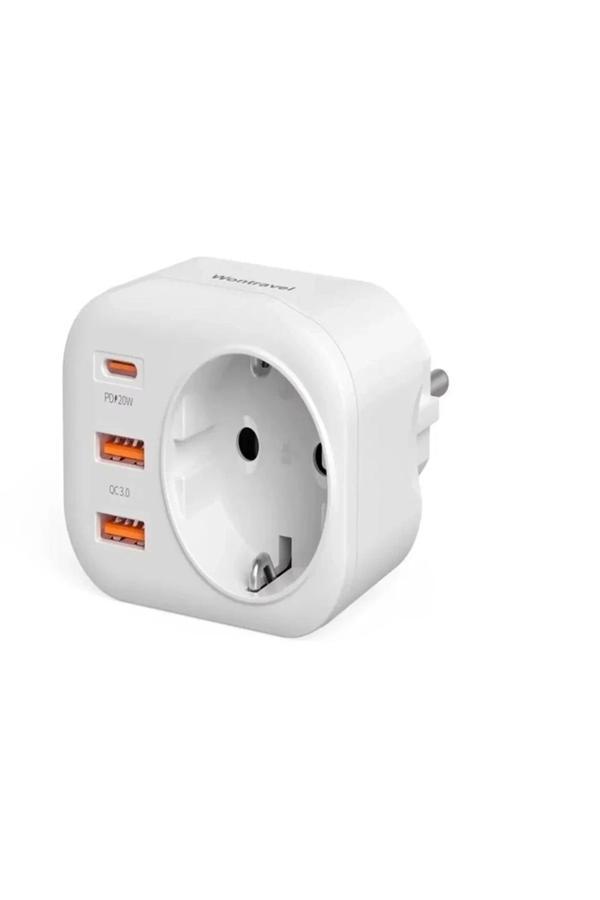 Ac-115 2500w 3.4a 2usb 1type-c 1soket Akım Korumalı Şarj Adaptörü Priz Çoğaltıcı - Image 1
