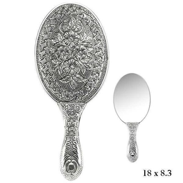 925 Ayar Gümüş Papatya Desenli Gümüş El Aynası - Image 1