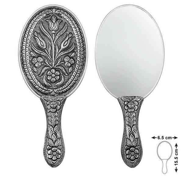 925 Ayar Gümüş Lale Motifli El Aynası - Image 1