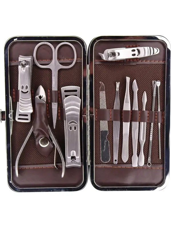 Tırnak Makası Tırnak Bakım Seti Deri Çantalı 12 Parça Set (2818) - Image 1