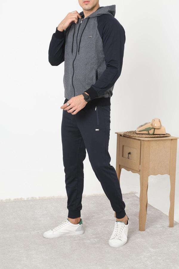 PAN Fermuarlı Kapşonlu Eşofman Takım - Lacivert - Image 1