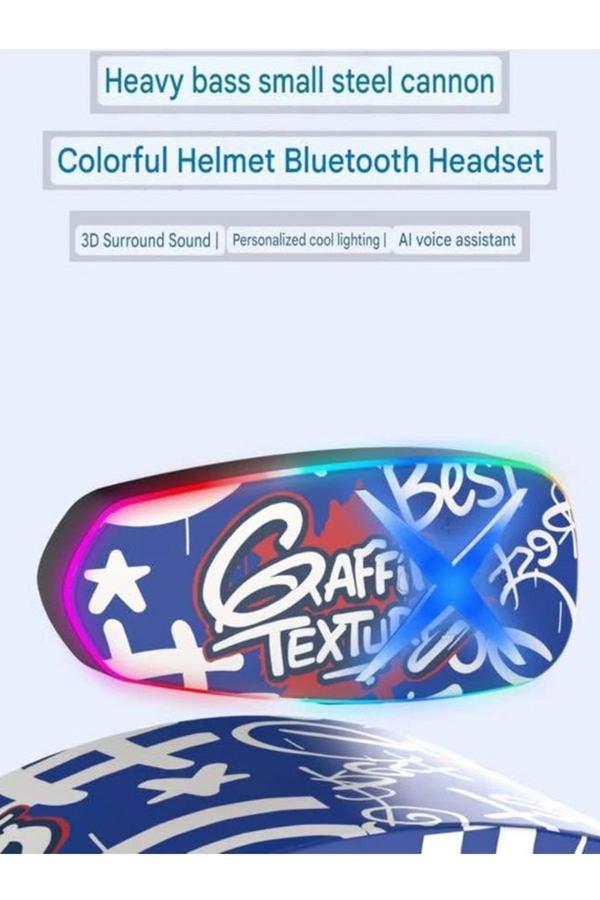 Helmet Graffiti Motor Kask Kulaklık Rgb Modlu Su Geçirmez 6.0 Bluetooth Intercom Yenı Model - Image 1