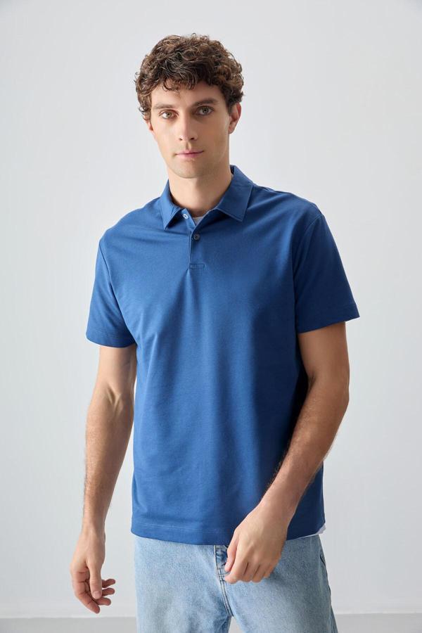 Parlament Pamuklu Kalın Yumuşak Dokulu Polo Yaka Oversize Fit Basic Erkek T- Shirt - 88381 - Image 1