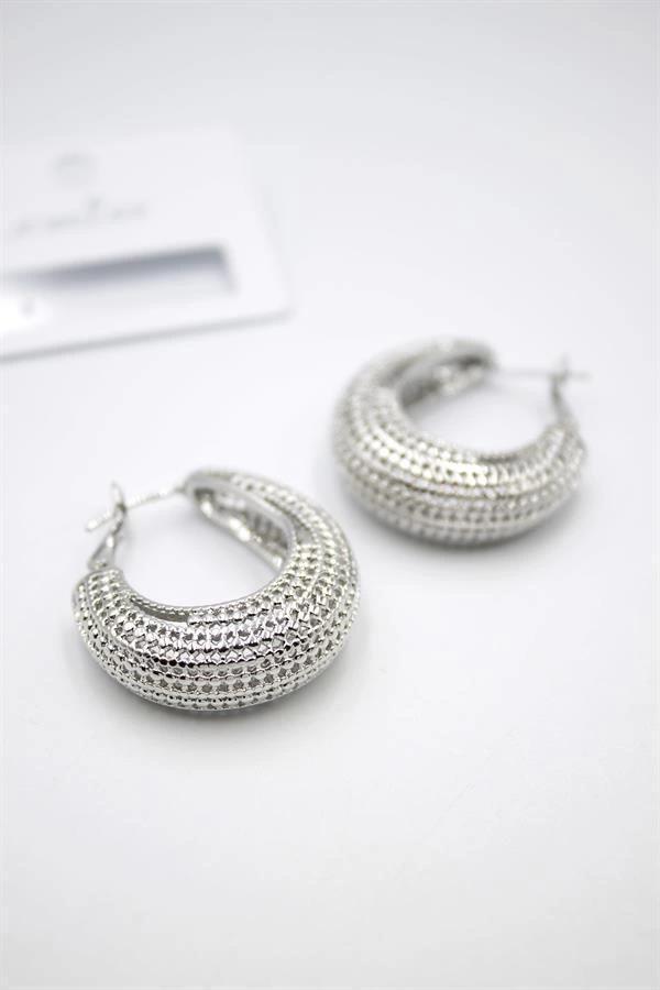 Telkari Halka Küpe - Gümüş - Image 1