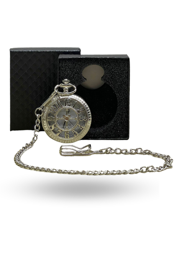 Büro Ev Ofis Hediyesi için Kutulu Silver Rakamlı Motif Köstekli Saat - Image 1