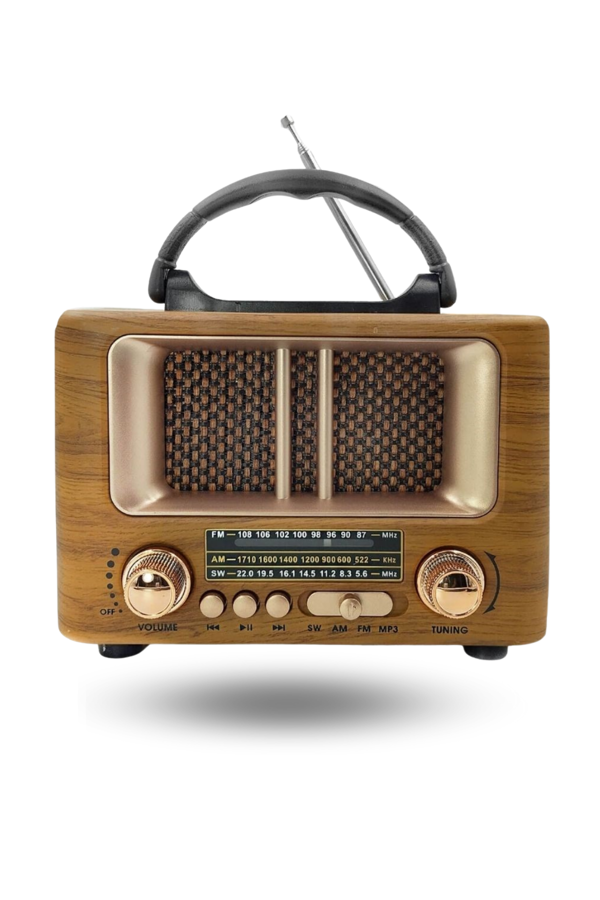 Büro Ev Ofis Hediyesi için Mini Ahşap Retro Taşınır Bluetooth Hoparlörlü Şarjlı Radyo - Image 1