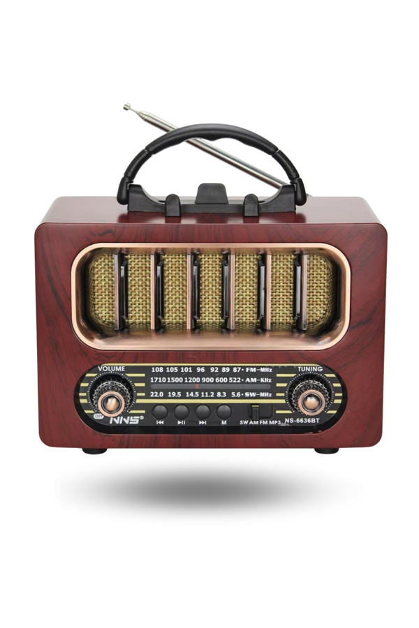 Büro Ev Ofis Hediyesi için Ahşap Retro Taşınır Bluetooth Hoparlörlü Şarjlı Radyo - Image 1