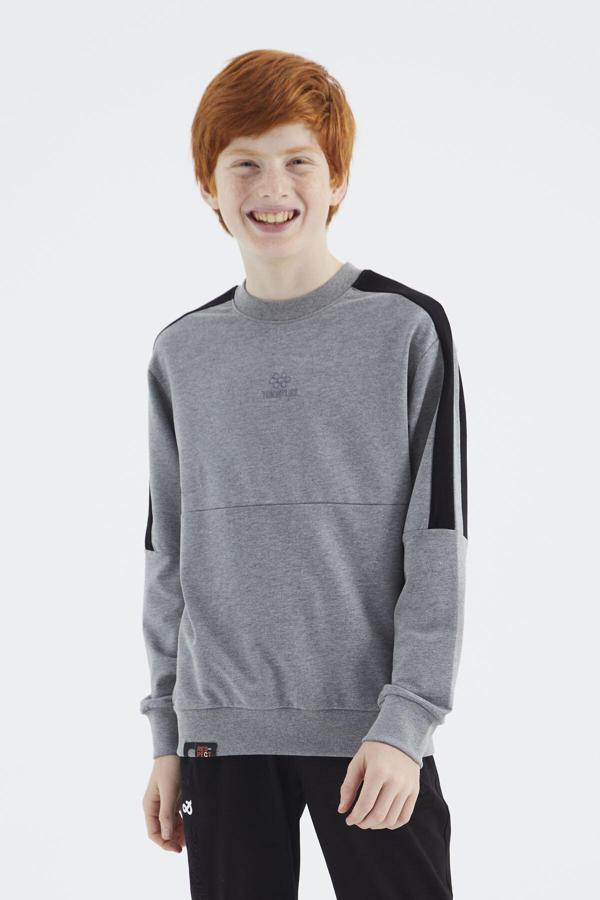 Gri Melanj Basic O Yaka Erkek Çocuk Sweatshirt - 11182 - Image 1