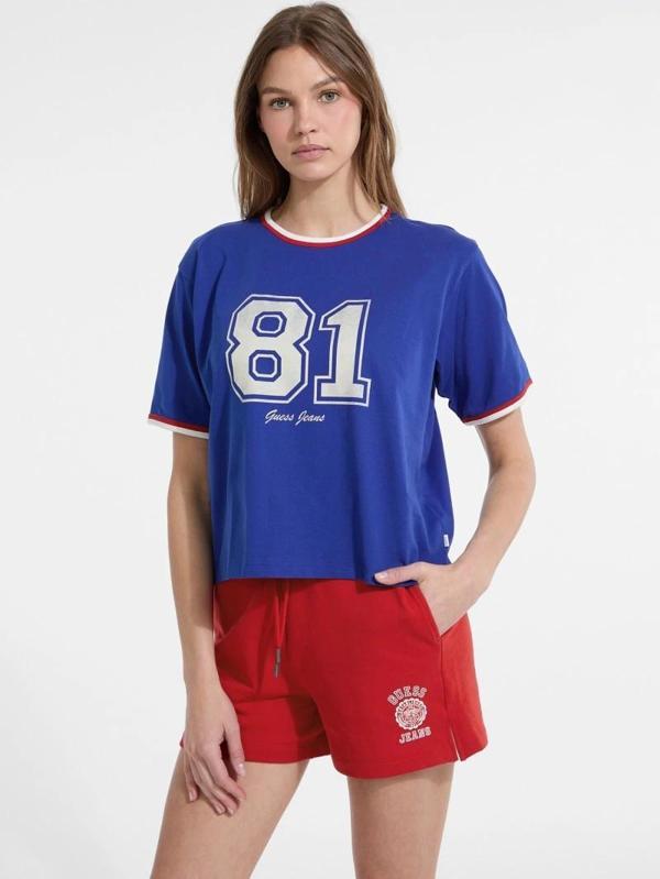 Guess Jeans Kadın Mavi Boxy Fit T-Shirt W5YI19K8HM0-G7L5 - Image 1