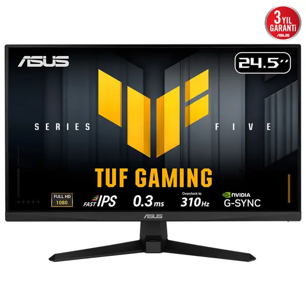 ASUS TUF GAMING VG259QMR5A 24.5″ 240Hz 0.3ms Gaming AI ELMB Sync  Full HD Fast IPS Gaming (Oyuncu) Monitör - Image 1