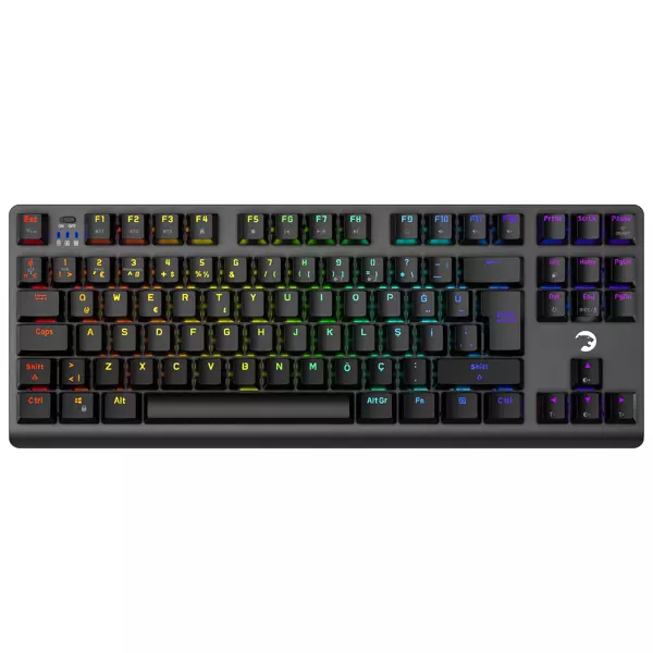 GamePower Eva 7 60M Mekanik Kablolu, 2.4Ghz, Bluetooth 3 Mod Blue Switch İngilizce Q 88 Tuş USB RGB Gaming Klavye - Image 1