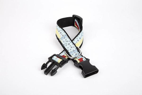 Doggie Desenli Süslü Dokuma Köpek Boyun Tasması 1,5 x 25-40 cm Siyah - Image 1