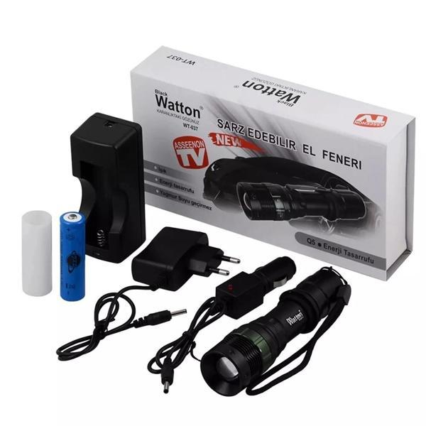 Black Wt-037-şarjlı Zoomlu Acil Durum Feneri - Image 1