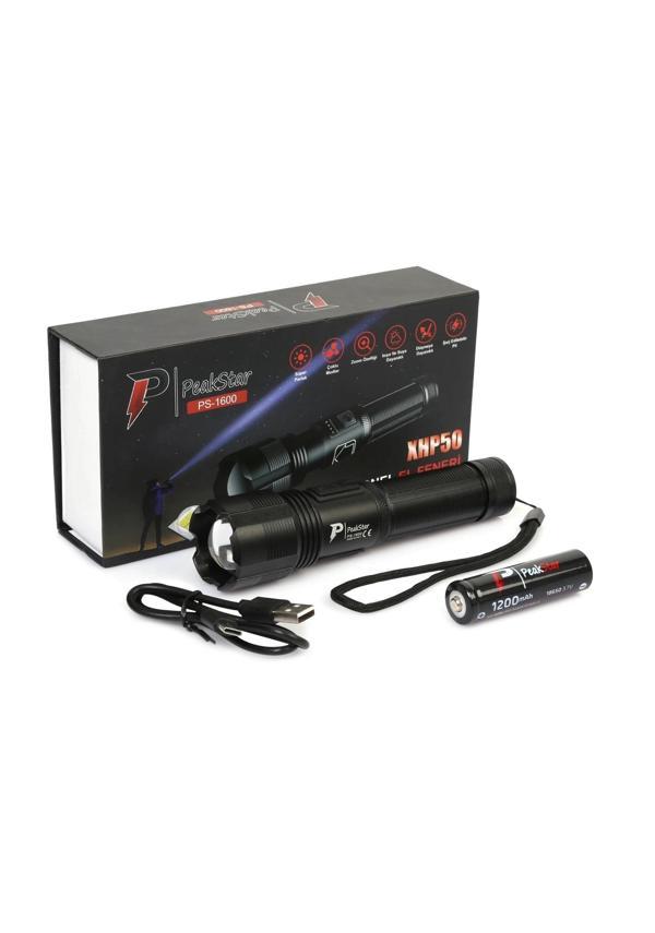 Ps-1600 Süper Parlak Led Zoomlu 5 Mod Su Geçirmez Profesyonel Kamp Bekçi Avcı Feneri - Image 1