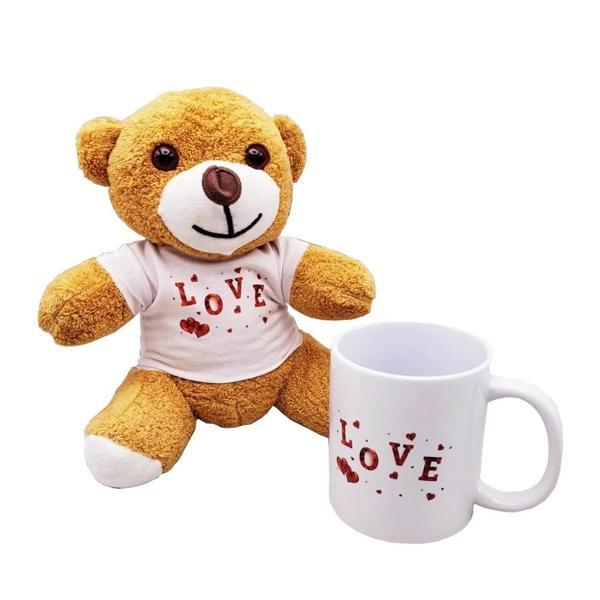 Love Baskılı Kahverengi Ayıcık Ve Kupa Seti - Image 1