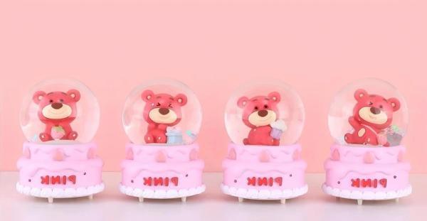 Ayıcıklı Işıklı Kar Küresi 7 Cm Alk3102 - Image 1