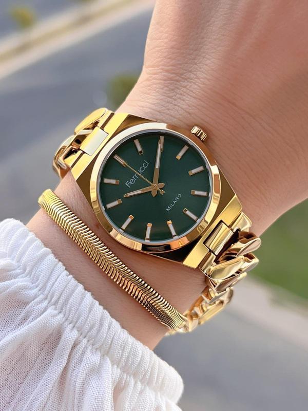 Ferrucci Çelik Kordon 2 Yıl Garantili 3 Atm Suya Dayanıklı Kadın Kol Saati+Bileklik BFC.03588.05 - Image 1