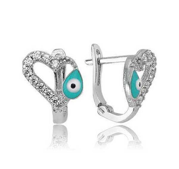 BlackCraft Gümüş Kalp Figürlü Çocuk Küpesi (BC-561D50) - Image 1