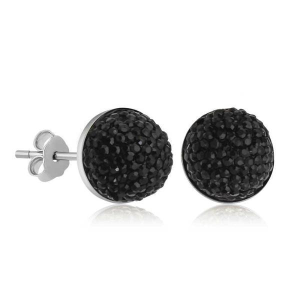 BlackCraft Gümüş Siyah Kristal Çivili Kadın Küpe (BC-D171BC) - Image 1