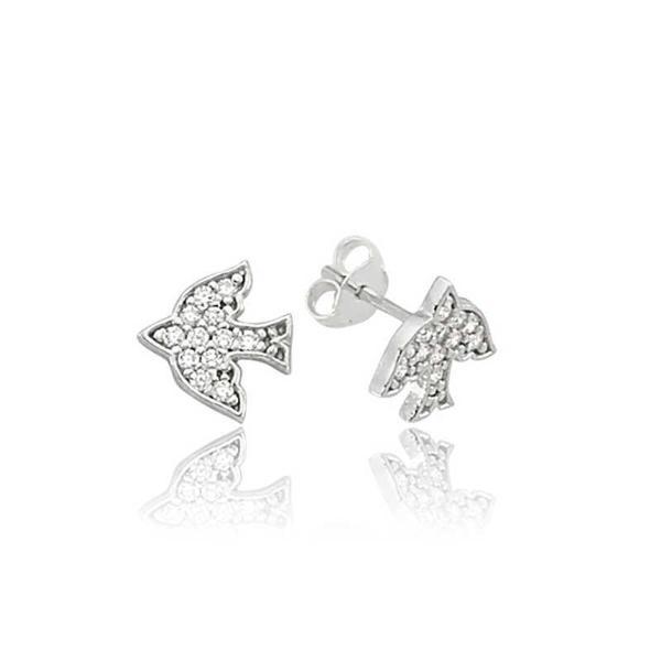 BlackCraft 925 Ayar Gümüş Kırlangıç Çivili Küpe (BC-D87E1C) - Image 1