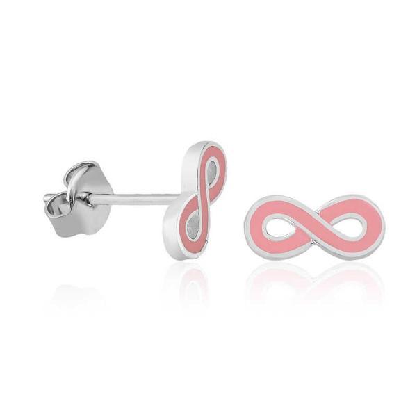 BlackCraft Gümüş Pembe Sonsuzluk Çivili Küpe (BC-DC2793) - Image 1