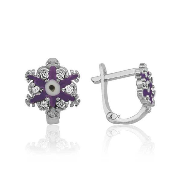 BlackCraft Gümüş Kar Tanesi Çocuk Küpesi (BC-226927) - Image 1