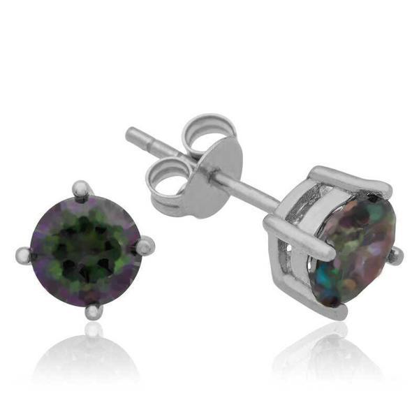 BlackCraft Gümüş 6 mm Mistik Topaz Çivili Küpe (BC-6C17D5) - Image 1