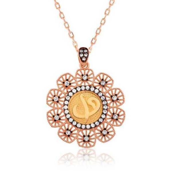 925 Ayar Gümüş Elif Vav Kadın Gümüş Kolye - Image 1