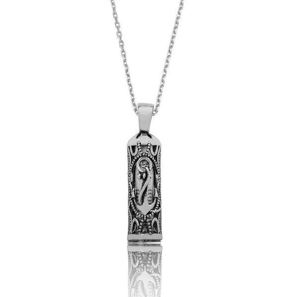 BlackCraft 925 Ayar Gümüş Deniz Çapası Cevşen Dualı Gümüş Kolye özel tasarım - Image 1