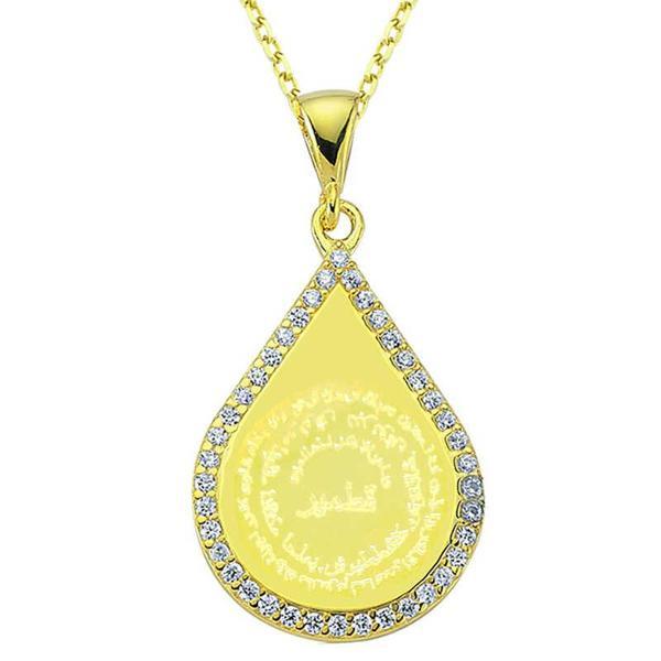 BlackCraft Gümüş Gold Damla Duası Kadın Kolye özel tasarım - Image 1