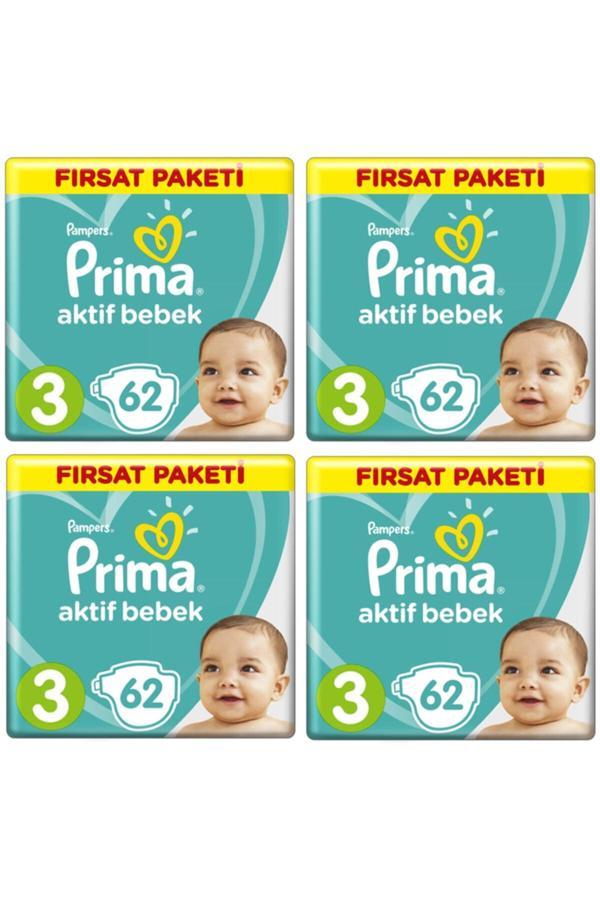 Prima Bebek Bezi 3 Beden-numara Midi 6-10 kg 62 Li 4 Paket 248 Adet - Image 1