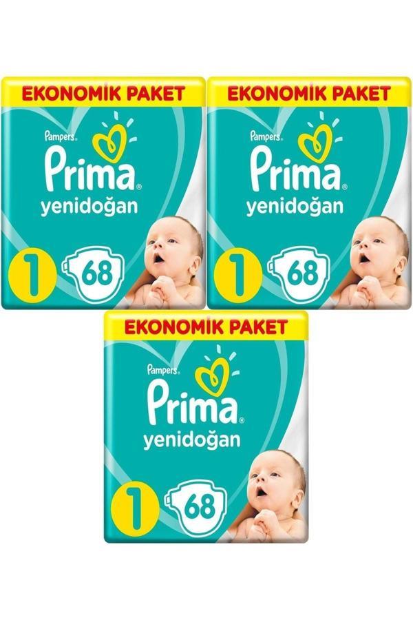 Prima Yenidoğan Bebek Bezi 1 Beden - Numara 2-5 kg 68 Li 3 Paket 204 Kullanım - Image 1