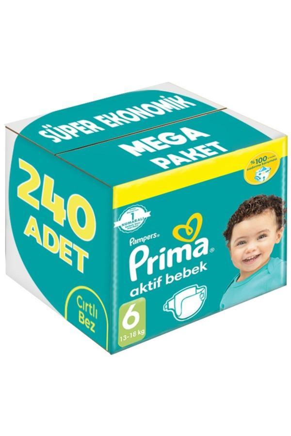 Prima Bebek Bezi Beden:6 (13-18Kg) Extra Large 240 Adet Süper Ekonomik Mega Pk - Image 1